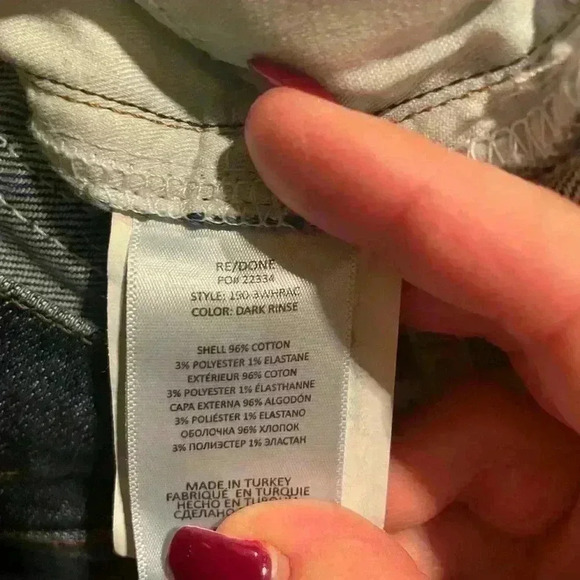 New ReDone 90s High Rise Button Fly Ankle Crop Denim Jeans Dark Wash Size 29 - Picture 7 of 10